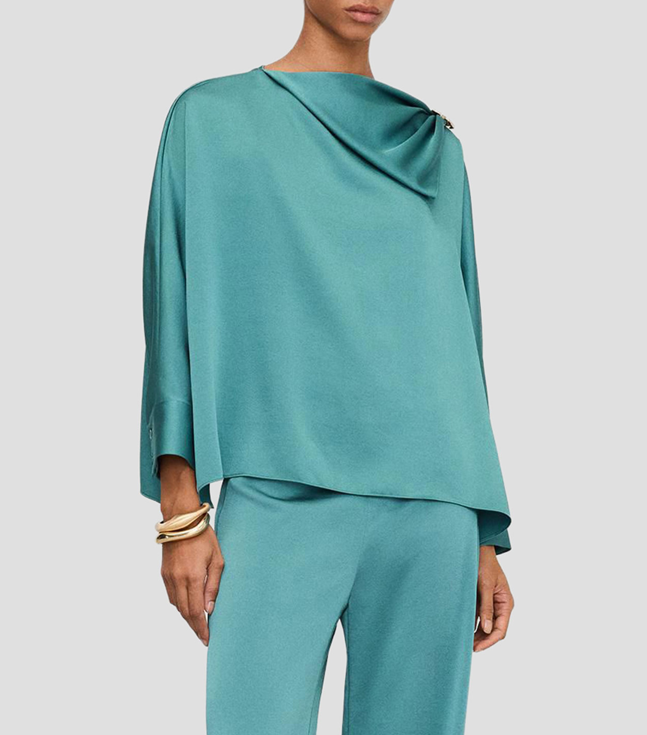 Blusa lisa de manga larga Mujer